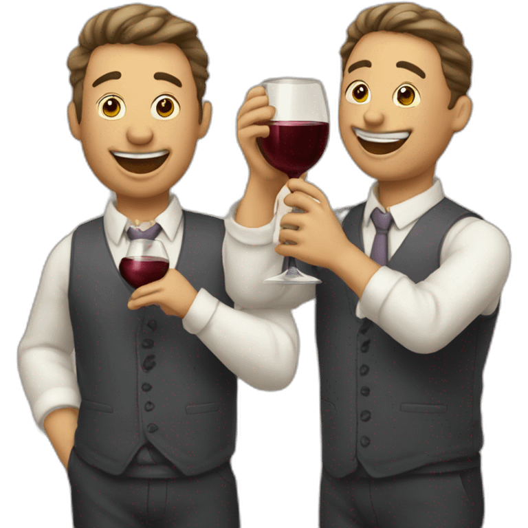 3 men drinking wine and joking emoji