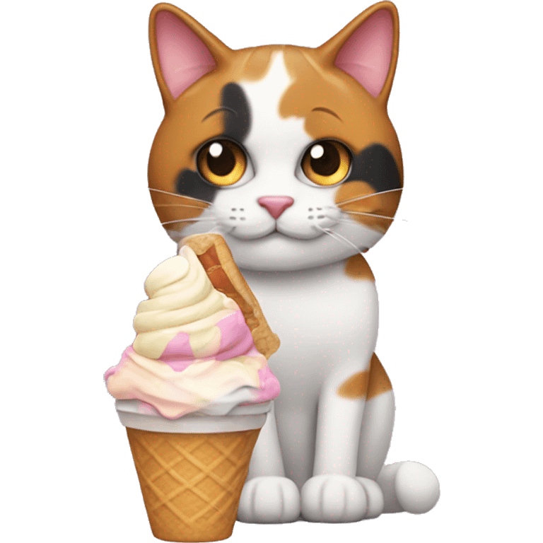 calico cat with icecream sundae  emoji