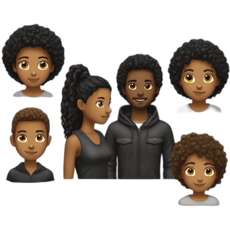 Joven, forte, negro, cabelo preto emoji