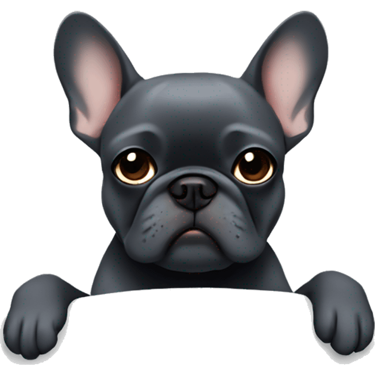 Dark grey frenchie with zzz emoji