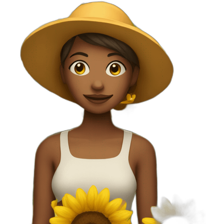 Lady in front of sunflowers emoji