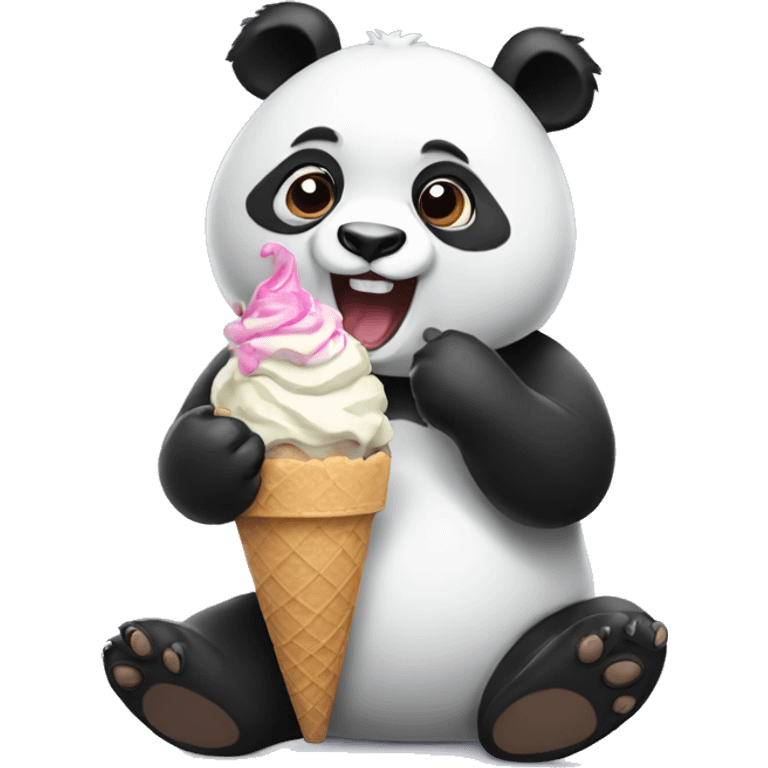 Panda eating ice cream emoji