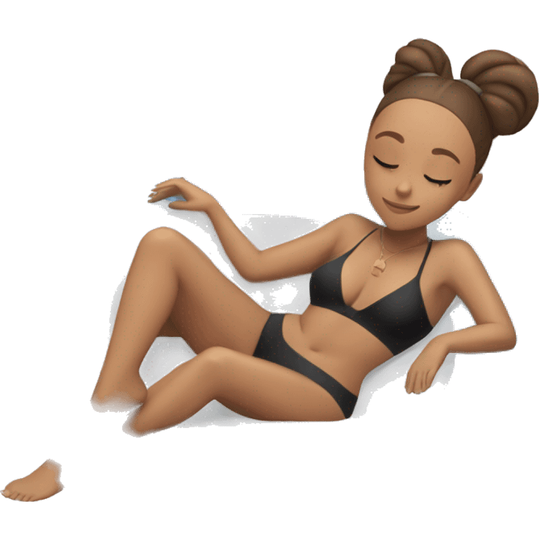 laying down full body Ariana Grande sleeping one piece swim suiting emoji