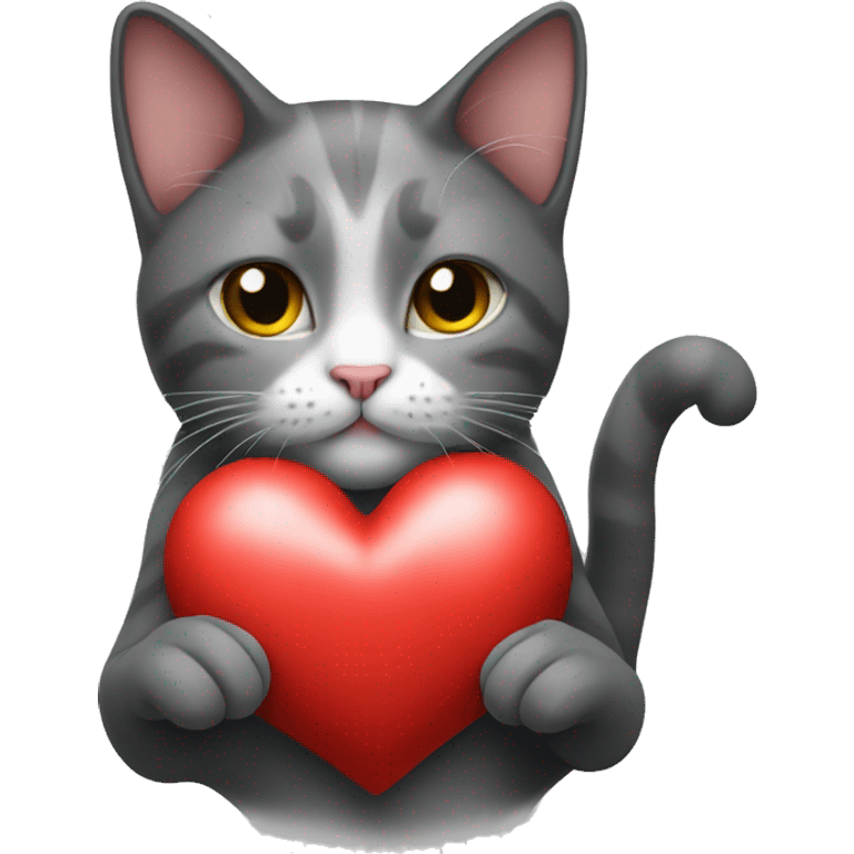 Cat holding a heart with a handpose emoji