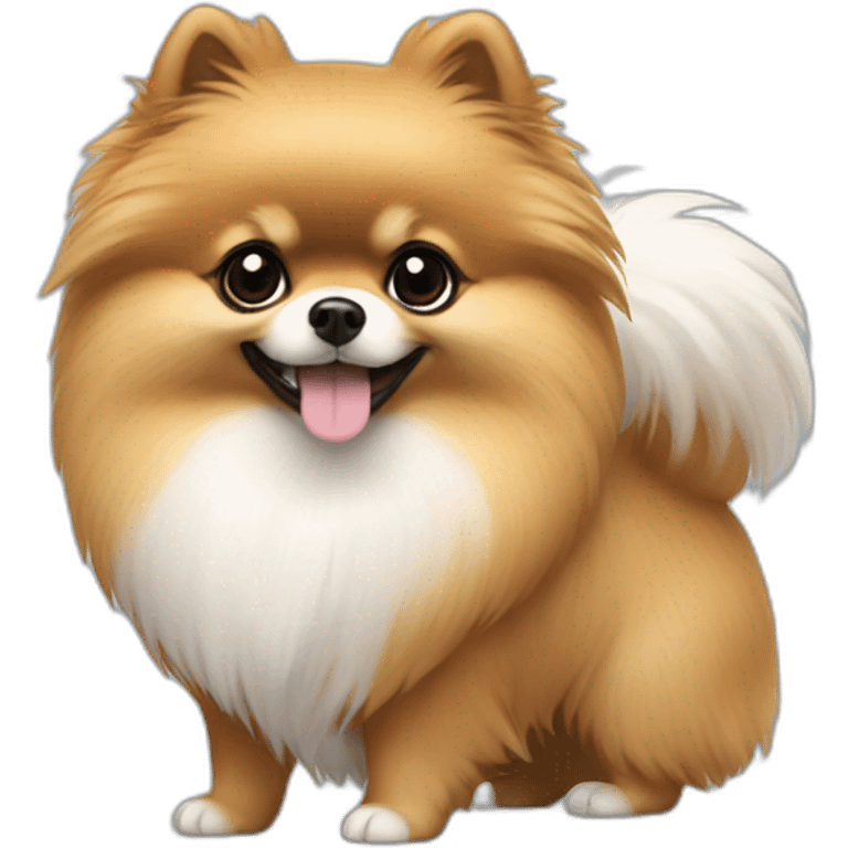 Pomeranian with dark and white hair emoji