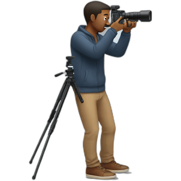 a man shooting his video in a small studio emoji