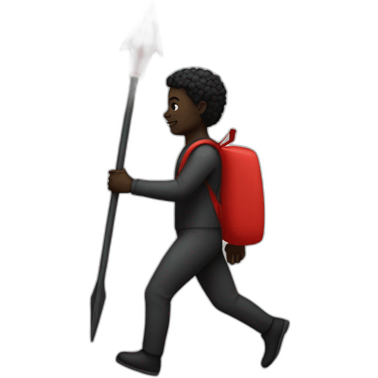 Black figure walking with red arrow emoji