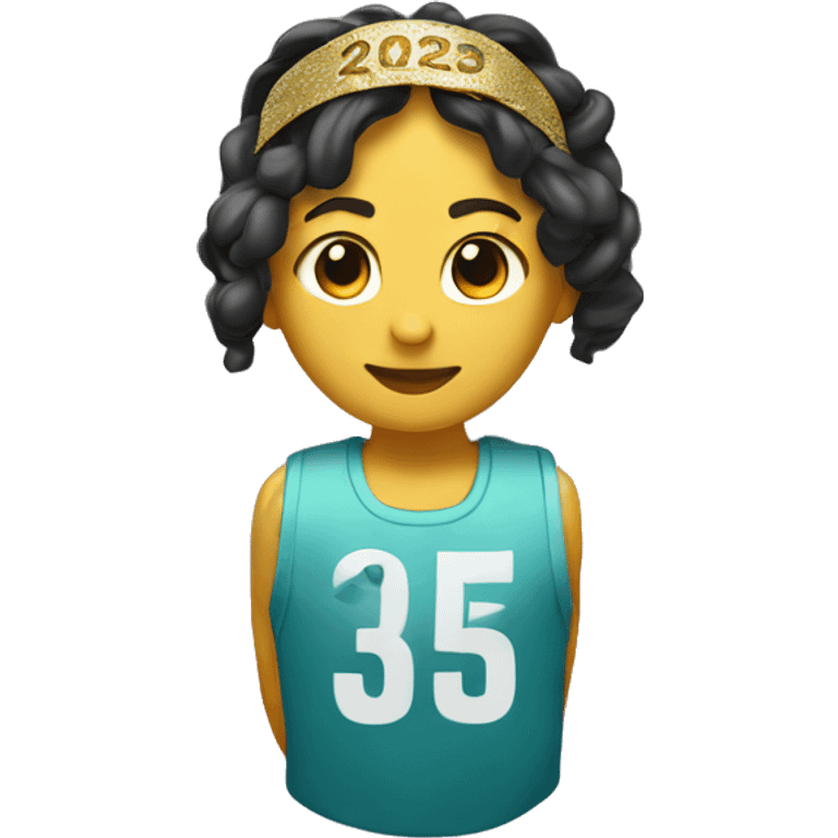 A gold headband with 2025 attached to the top of the headband  emoji