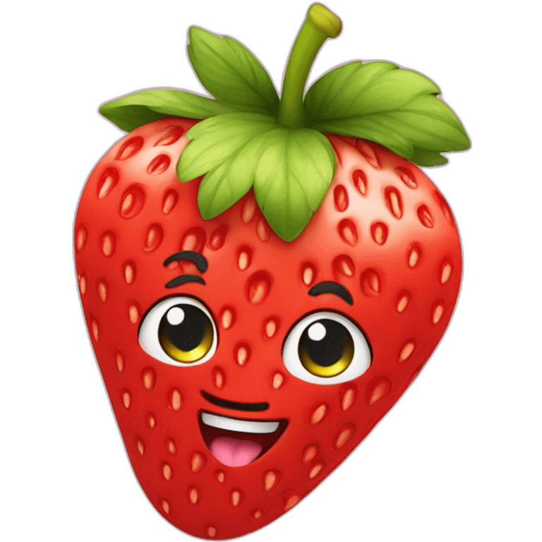 Strawberry with cute face emoji