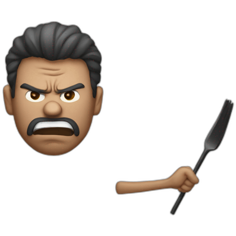 angry man holding black pitchfork emoji