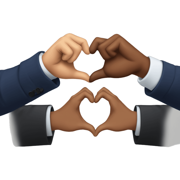 Donald Trump and Kamala Harris making a heart with their hands emoji