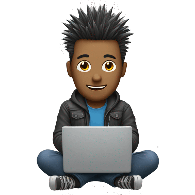 guy with spiky hair with laptop emoji