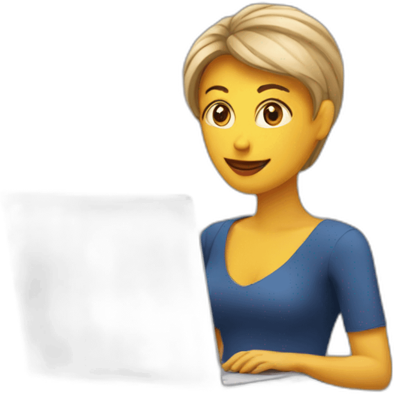 woman with a coffee cup on top of the head on a laptop emoji