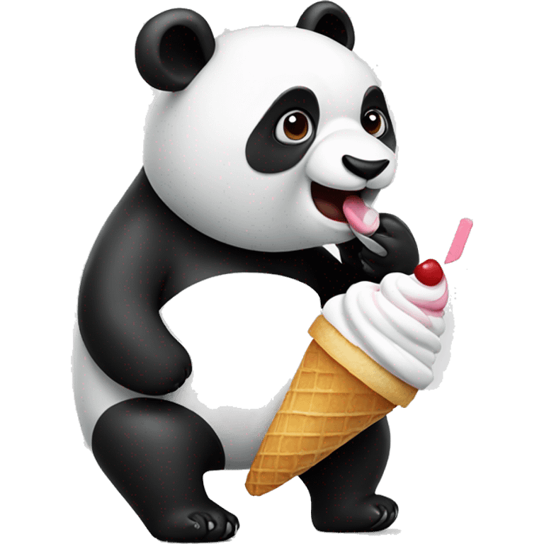 Panda eating icecream emoji