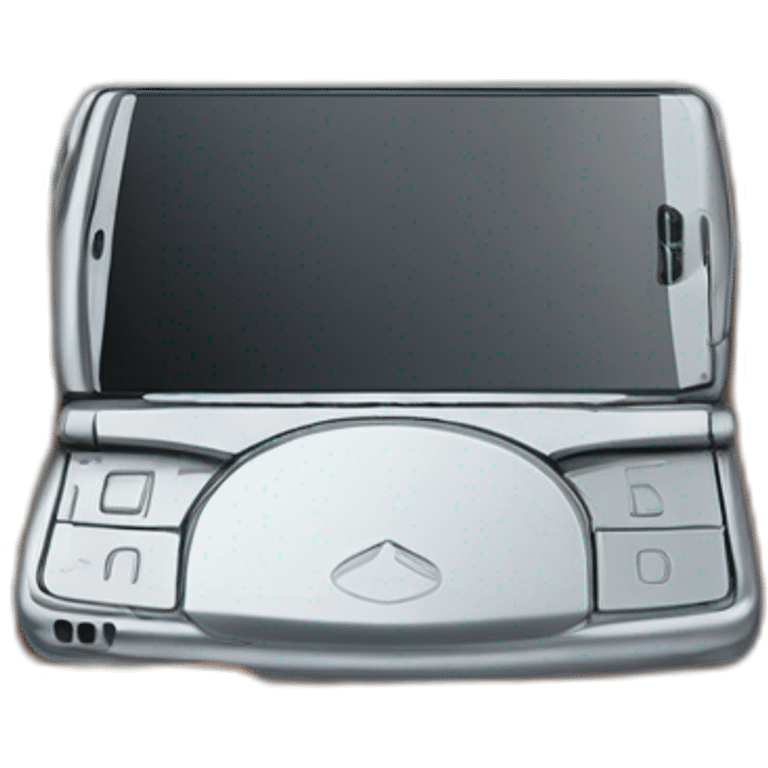 Hand holding Motorola Razr V3 mobile device with the iconic clamshell design emoji