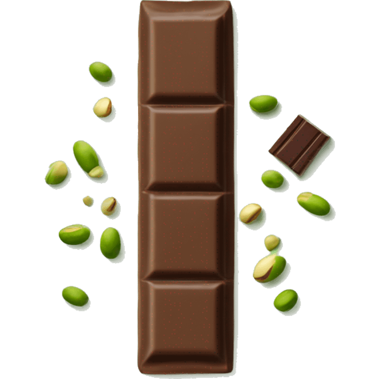 Chocolate bar split in half with pistachio cream inside  emoji