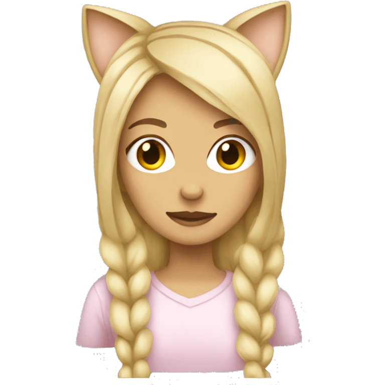 Blonde long hair girl with cat ears emoji pack emoji