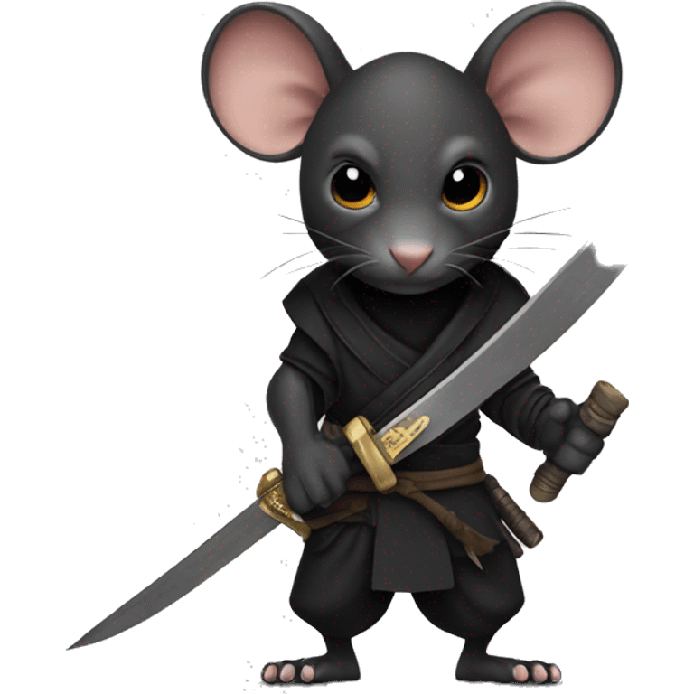 Black skin ninja rat holding a dagger emoji