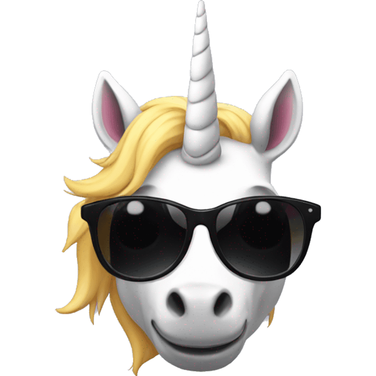 Unicorn with fully black sunglasses emoji