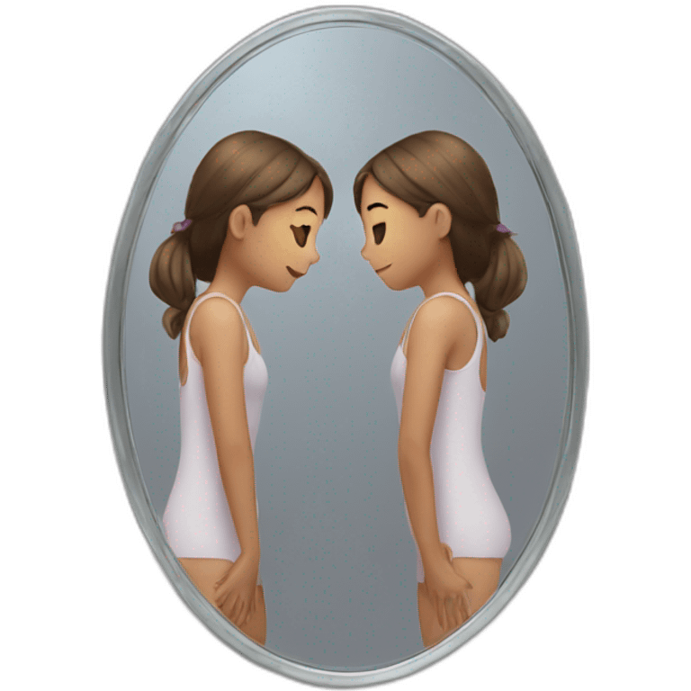 girl hugging mirror reflection emoji