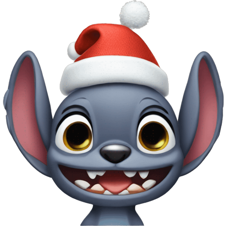 Stitch wearing a Christmas hat emoji