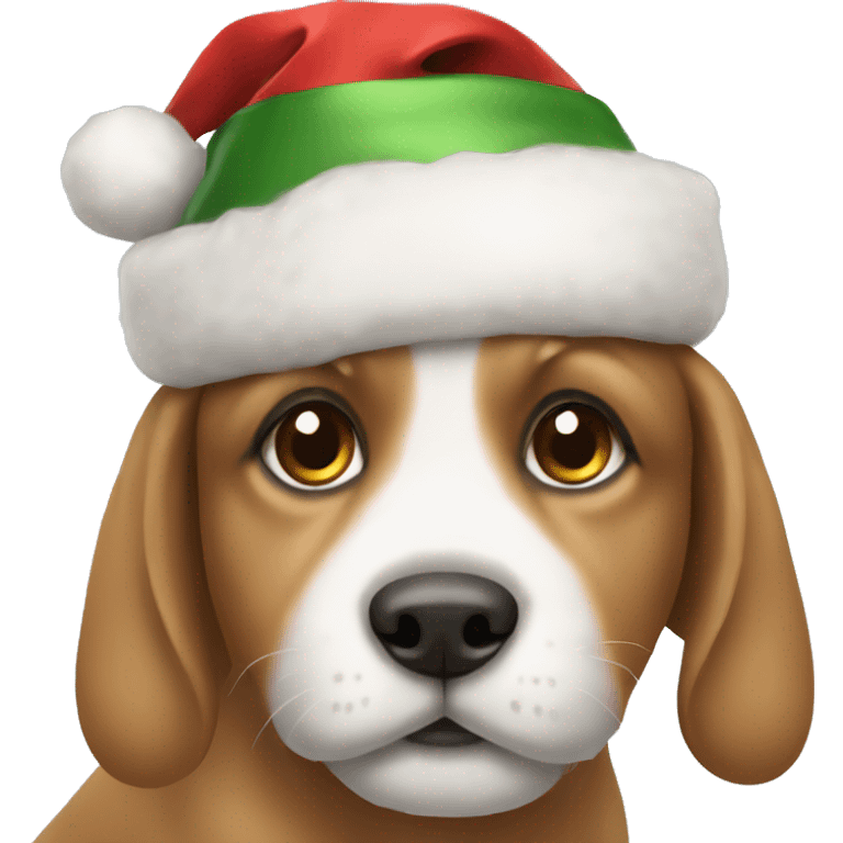 puppy with a Christmas hat emoji