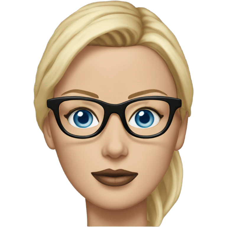 ultra realistic charlize theron, blue eyes, wearing shirt and black glasses  emoji