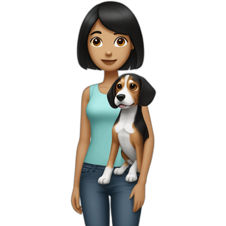 Beagle with human girl black hair emoji