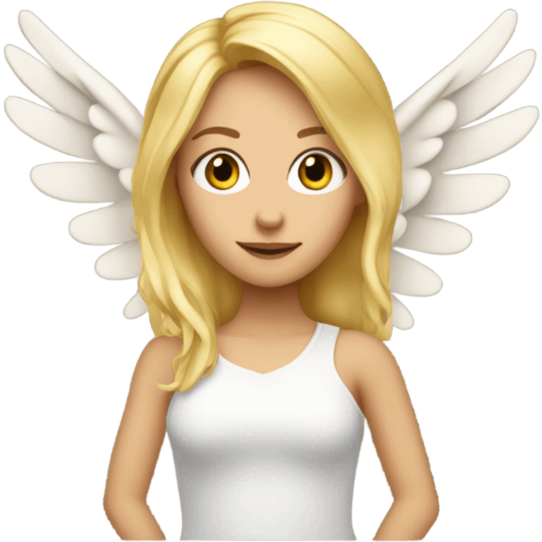 Caucasian blonde girl with wings & gold ring over her head emoji