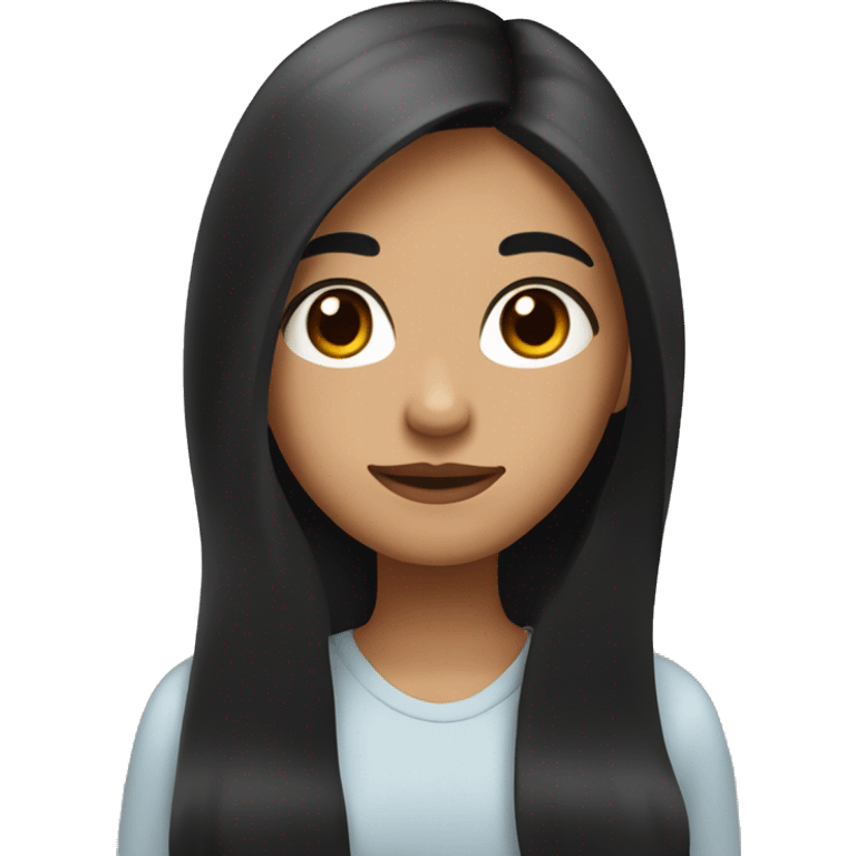 Girl with black long hair and brown eyes and light brown skin with a mole on her left side of her nose emoji