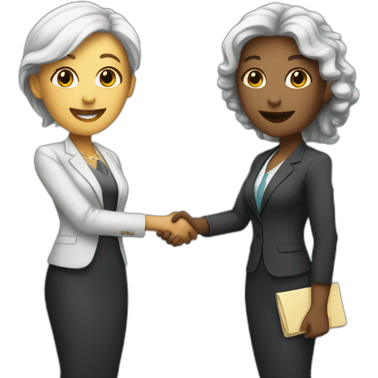 two white business women with different hair colors shaking hands emoji