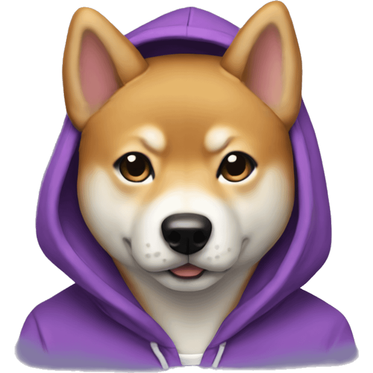 Shiba inu with a purple hoodie emoji