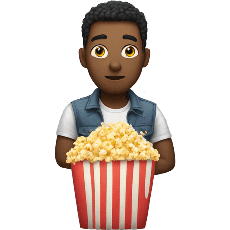 Person side eyeing while eating popcorn  emoji