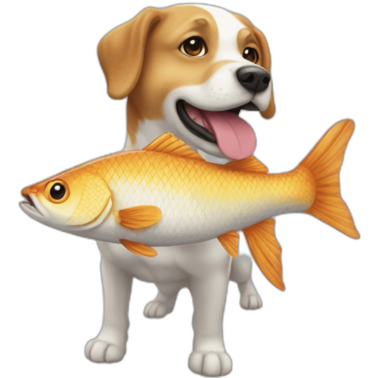 Chien sur un poisson emoji