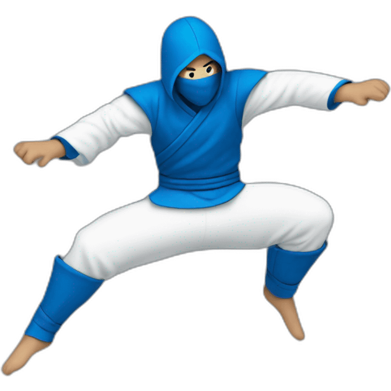 Jumping ninja in blue and white emoji