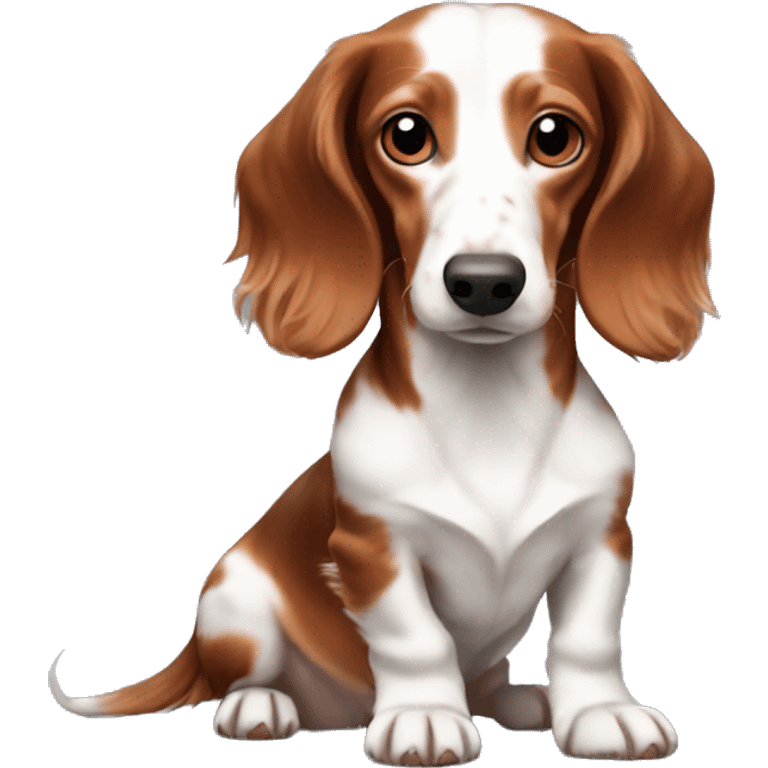 Long haired red piebald dachshund emoji