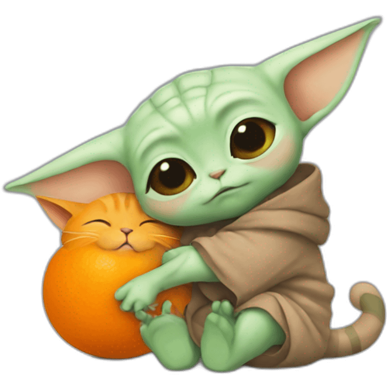 baby yoda hugging orange cat emoji