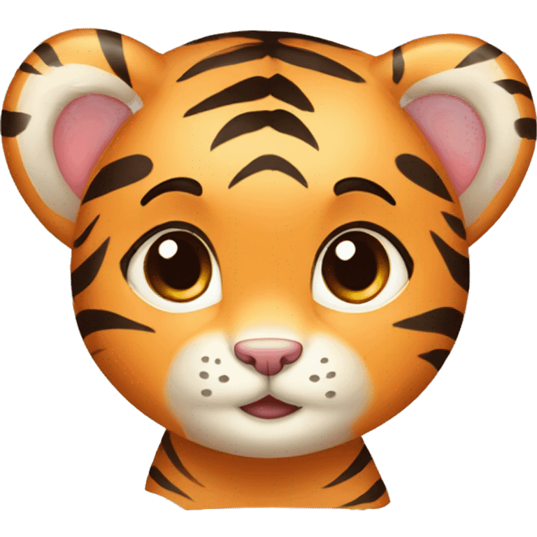 cute girl tiger cub with hair clip emoji