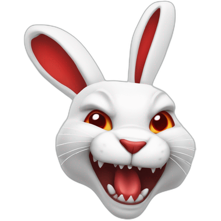 evil white rabbit with sharp fangs with red around mouth emoji