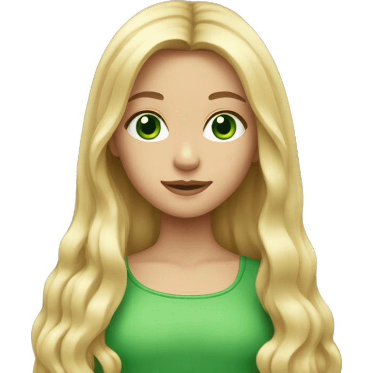 A girl with long blonde hair and green eyes emoji