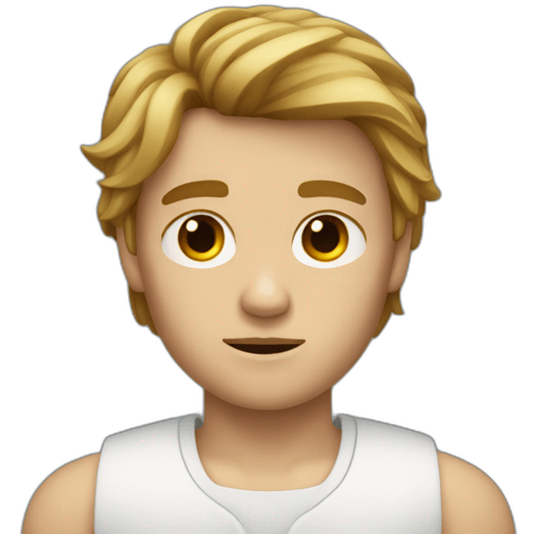 A boy with brown blond court hair a square face and broken nose emoji