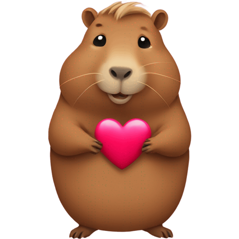 Capybara holding a heart emoji