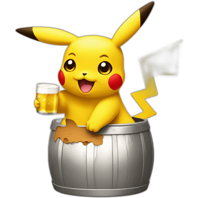 Pikachu buvant une bière emoji