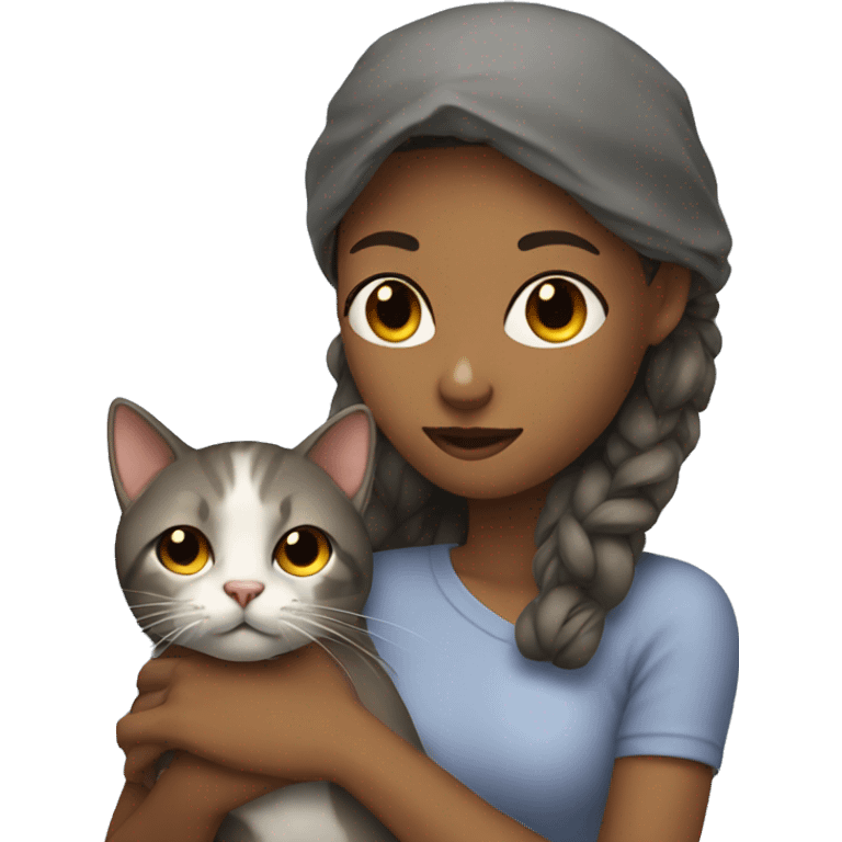 covered girl with cat emoji