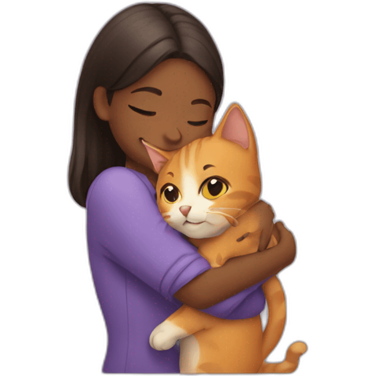 cat with girl hugging emoji