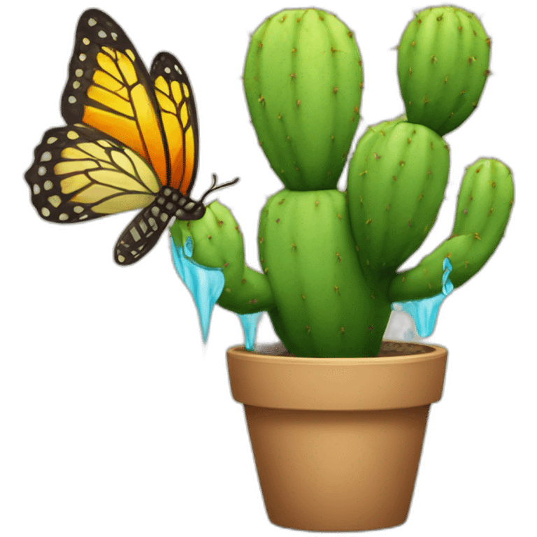 a cactus that loves water and loves a butterfly emoji