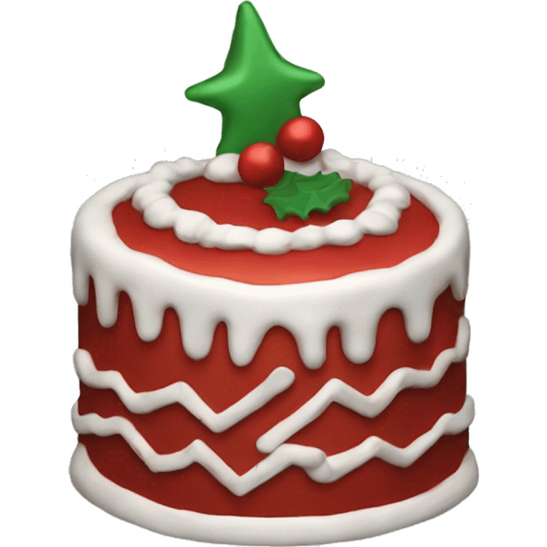 red Christmas cake emoji