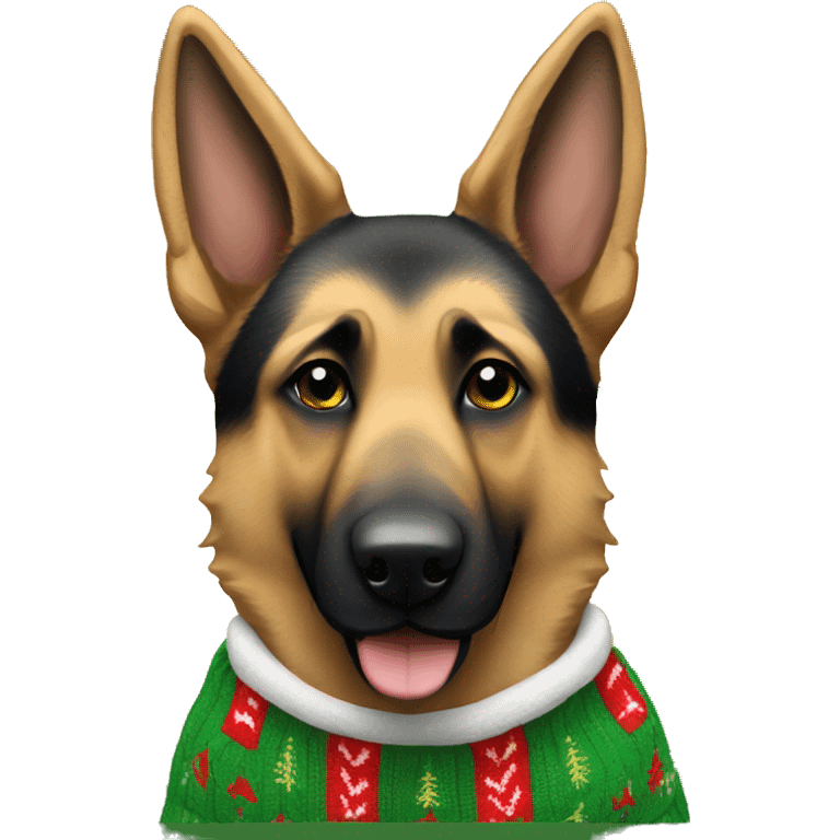 german shepherd with a christmas sweater  emoji