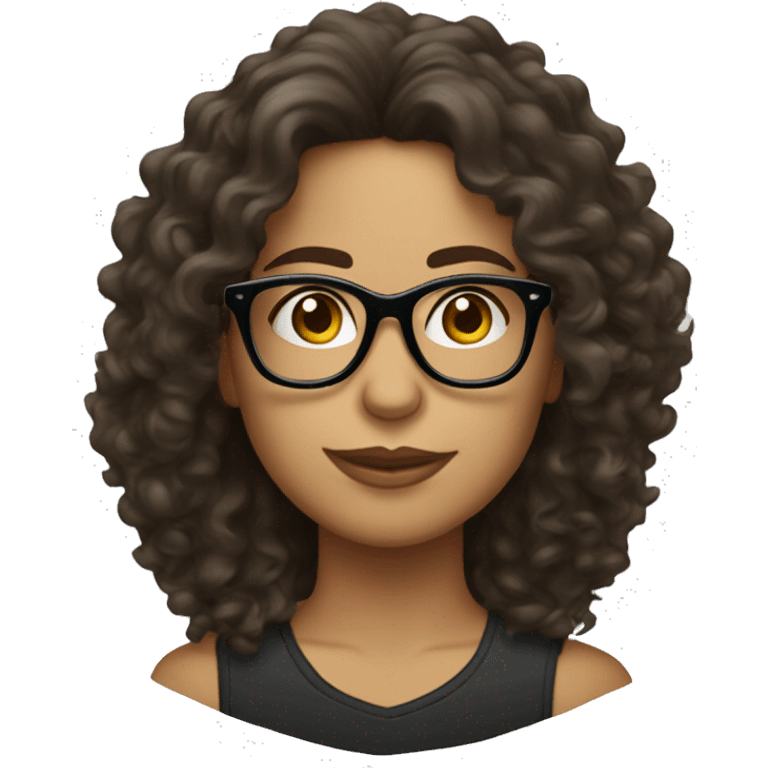 long curly hair black glasses white latina emoji