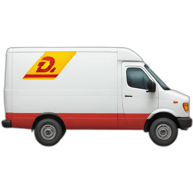 a DHL shipping van with a dollar logo emoji